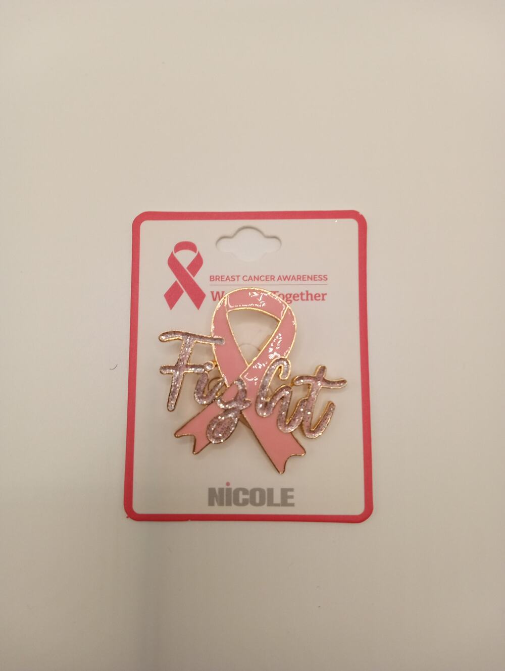 BREAST CANCER Fight BROOCH GOLD TONE 1206-1211
